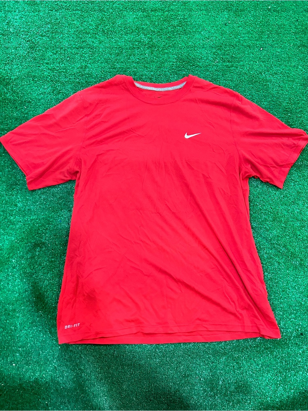 Nike Red Short Sleeve Dri-FIT Tee with Swoosh